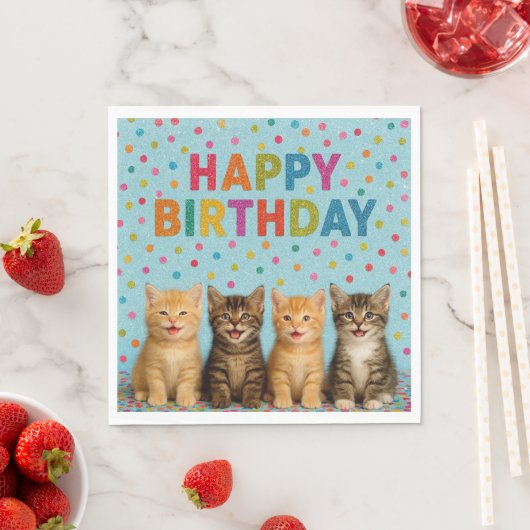 Kitten verjaardag servetten! servet (Insitu)