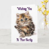 Kitten Verjaardag Wenskaart Kaart (Gele Bloem)