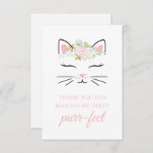 Kitten Verjaardagsfeestje bedankt kaarten bloemenf (Voorkant / Achterkant)