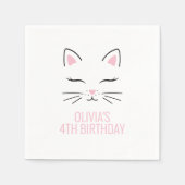 Kitten Verjaardagsfeestje servetten roze (Voorkant)
