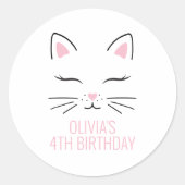 Kitten verjaardagsfeestje stickers kat gezicht (Voorkant)
