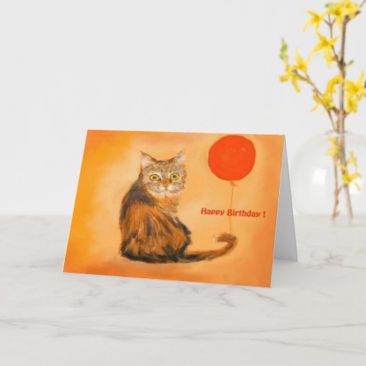 Kitten verjaardagskaart kaart (Gele Bloem)