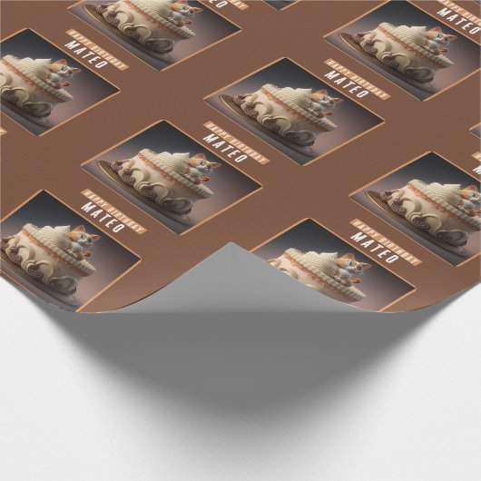 Kitten verjaardagstaart - cadeaupapier (Hoek)