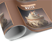 Kitten verjaardagstaart - cadeaupapier (Rol Hoek)