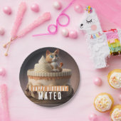 Kitten verjaardagstaart - papieren bordje (Feest)