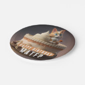 Kitten verjaardagstaart - papieren bordje (Gekanteld)