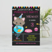 Kitten verjaardagsuitnodiging Kat uitnodiging (Staand voorkant)