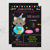 Kitten verjaardagsuitnodiging Kat uitnodiging (Voorkant / Achterkant)