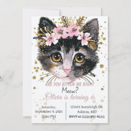 Kitten verjaardagsuitnodiging, kattenfeest kaart