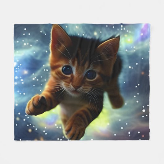 Kitten vliegt in de ruimte fleece deken (Voorkant (Horizontaal))
