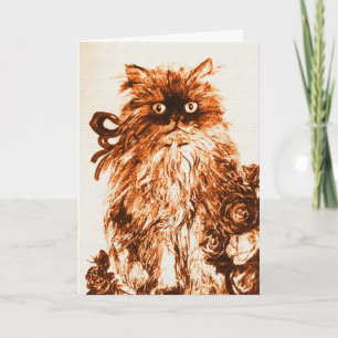KITTEN VOOR VADERDAG MET BRUINE WITTE ROZEN KAART