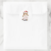 Kitten Vrolijk Kerstfeest Ronde Sticker (Tas)