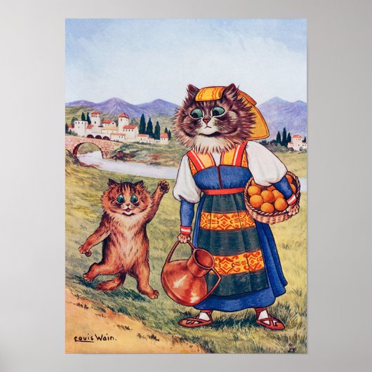 Kitten Wants an Orange, Louis Wain Poster (Voorkant)
