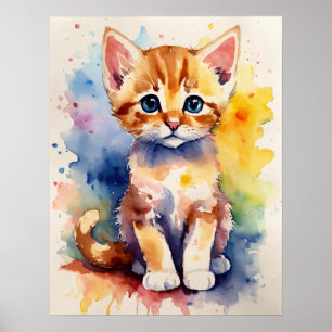 Kitten Waterverf Wall Poster