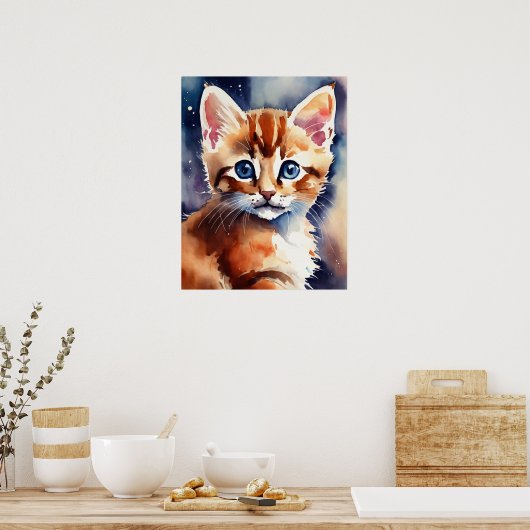 Kitten Waterverf Wall Poster (Keuken)