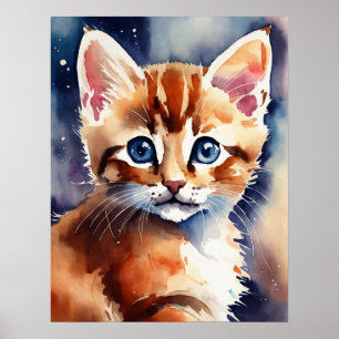 Kitten Waterverf Wall Poster