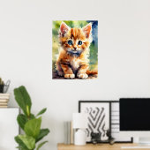 Kitten Waterverf Wall Poster (Thuiskantoor)