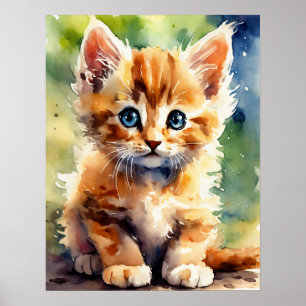 Kitten Waterverf Wall Poster