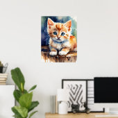 Kitten Waterverf Wall Poster (Thuiskantoor)