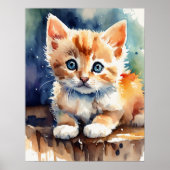 Kitten Waterverf Wall Poster (Voorkant)