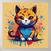 Kitten Waterverf Wall Poster (Voorkant)