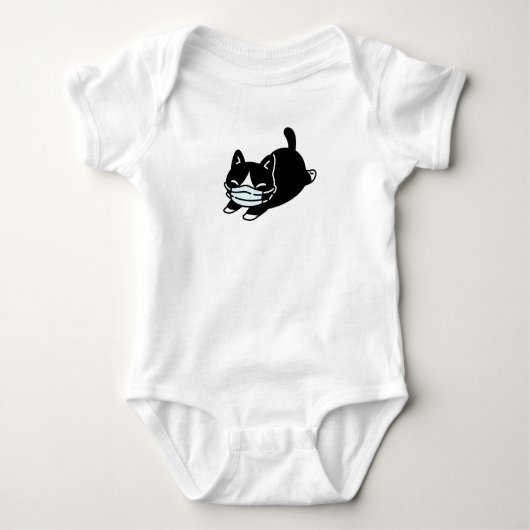 KITTEN WEARING FACE MASK BABY BODYSUIT (Voorkant)
