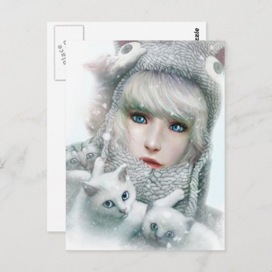 Kitten Winter Briefkaart (Voorkant / Achterkant)