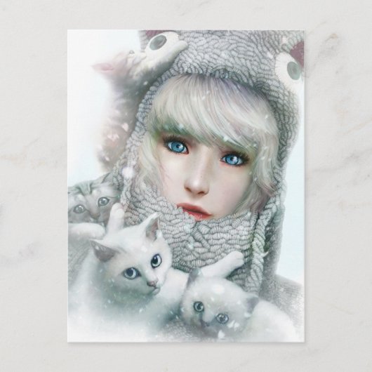Kitten Winter Briefkaart (Voorkant)