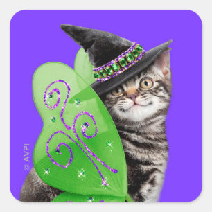 Kitten Witch Fairy Vierkante Sticker