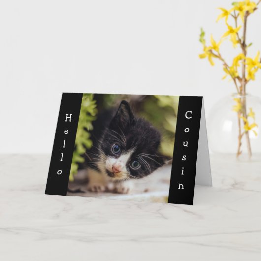 KITTEN ZEGT "HAPPY BIRTHDAY" COUSIN KAART (Gele Bloem)