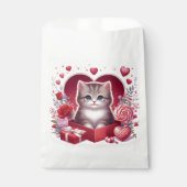 Kitten zitten in een doos met bloemen en geschenke bedankzakje (Voorkant)