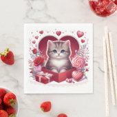 Kitten zitten in een doos met bloemen en geschenke servet (Insitu)