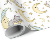 Kitten zitten op het Man in de maan Cadeaupapier (Rol Hoek)