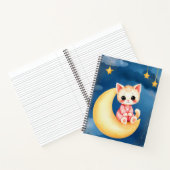 Kitten zittend op de maan notitieboek (Binnen)