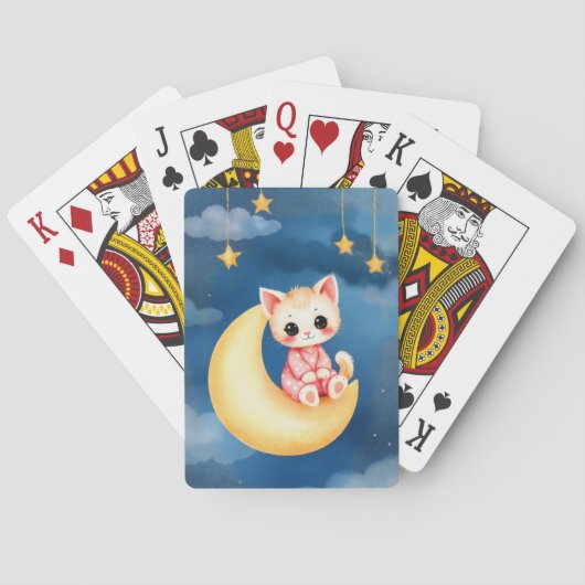 Kitten zittend op de maan pokerkaarten (Achterkant)