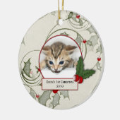 Kittens 1e kerstbal keramisch ornament (Links)