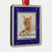 Kitten's 1e kerstfoto metalen ornament (Rechts)