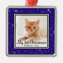 Kitten's 1e kerstfoto metalen ornament