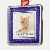 Kitten's 1e kerstfoto metalen ornament (Links)