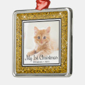 Kittens 1e kerstfoto metalen ornament (Links)