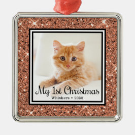 Kitten's 1e kerstfoto metalen ornament