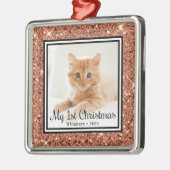 Kitten's 1e kerstfoto metalen ornament (Links)