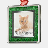 Kitten's 1e kerstfoto metalen ornament (Links)