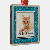 Kitten's 1e kerstfoto metalen ornament (Rechts)