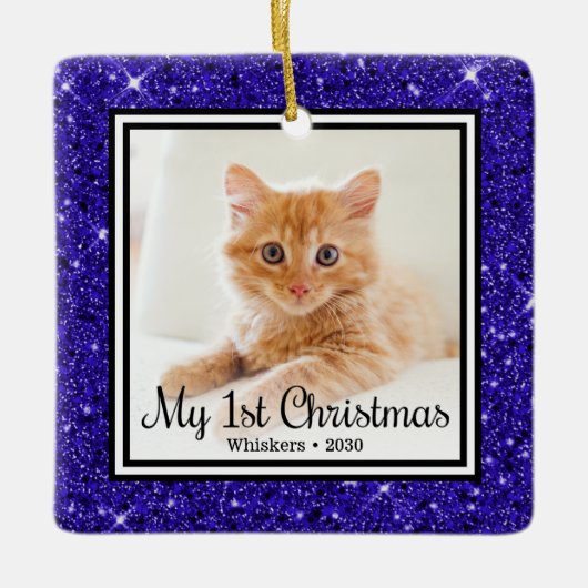 Kittens 1e Kerstmis 2 Foto Keramisch Ornament (Voorkant)