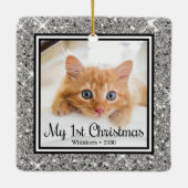 Kittens 1e Kerstmis 2 Foto Keramisch Ornament (Achterkant)