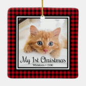 Kittens 1e Kerstmis 2 Foto Keramisch Ornament (Achterkant)