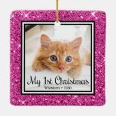 Kittens 1e Kerstmis 2 Foto Keramisch Ornament (Achterkant)