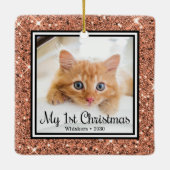 Kittens 1e Kerstmis 2 Foto Keramisch Ornament (Achterkant)
