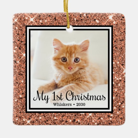 Kittens 1e Kerstmis 2 Foto Keramisch Ornament (Voorkant)